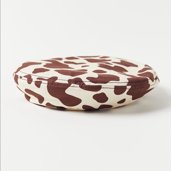 Urban Outfitters Animal Print Beret Brown Ivory One Size UO Hat NEW - Picture 4 of 5